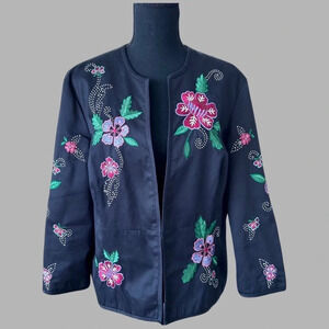 BANDOLINO BLACK  FLORAL JACKET